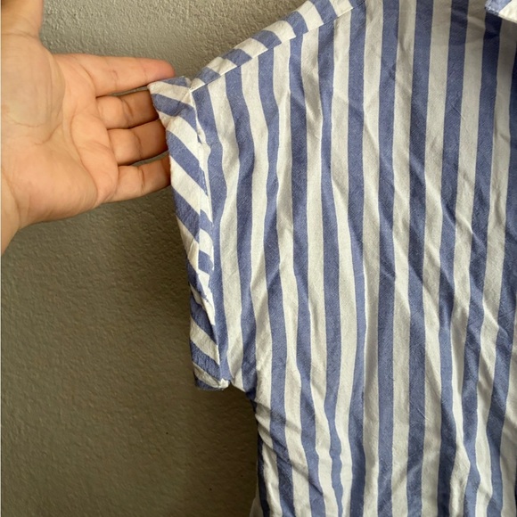 1250C Buttons Down Blue Striped Women's Top L - Picture 4 of 9